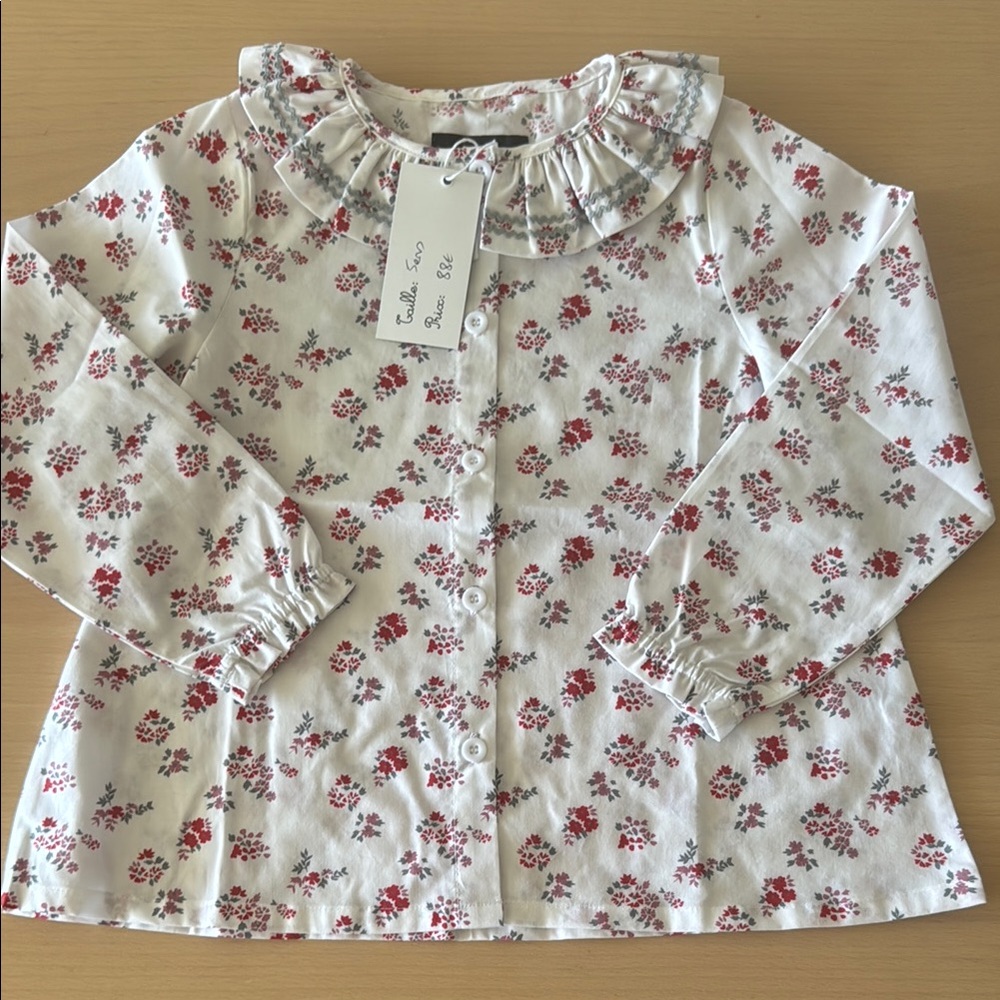 Floral Kids blouse with Ruffled Collar / maison marelle / 5y